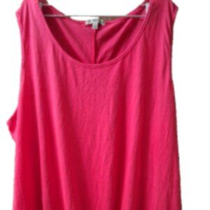 Women's Plus Size 3X Pink Sleeveless Crepe Waist Tie Relaxed Fit Stretch Blouse